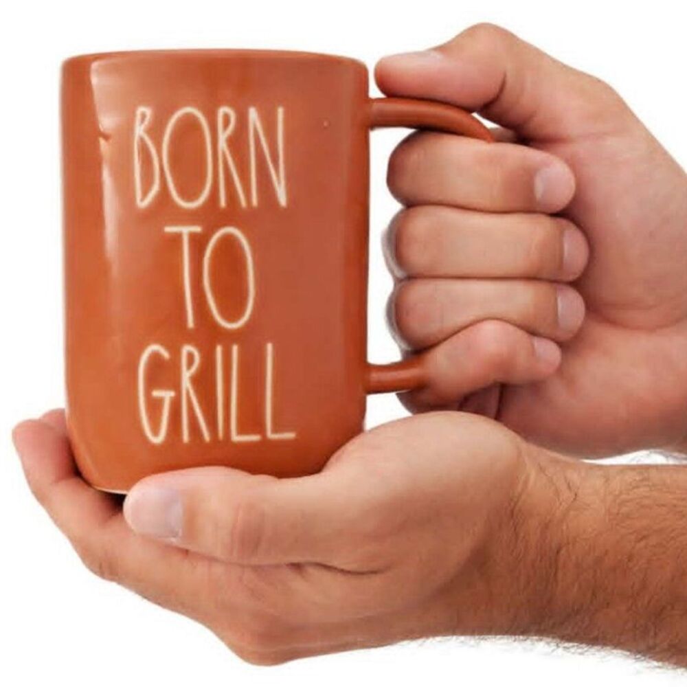 Rae Dunn Cup Mug Coffee Born to Grill Tea Hot Cocoa Chocolate 16 oz